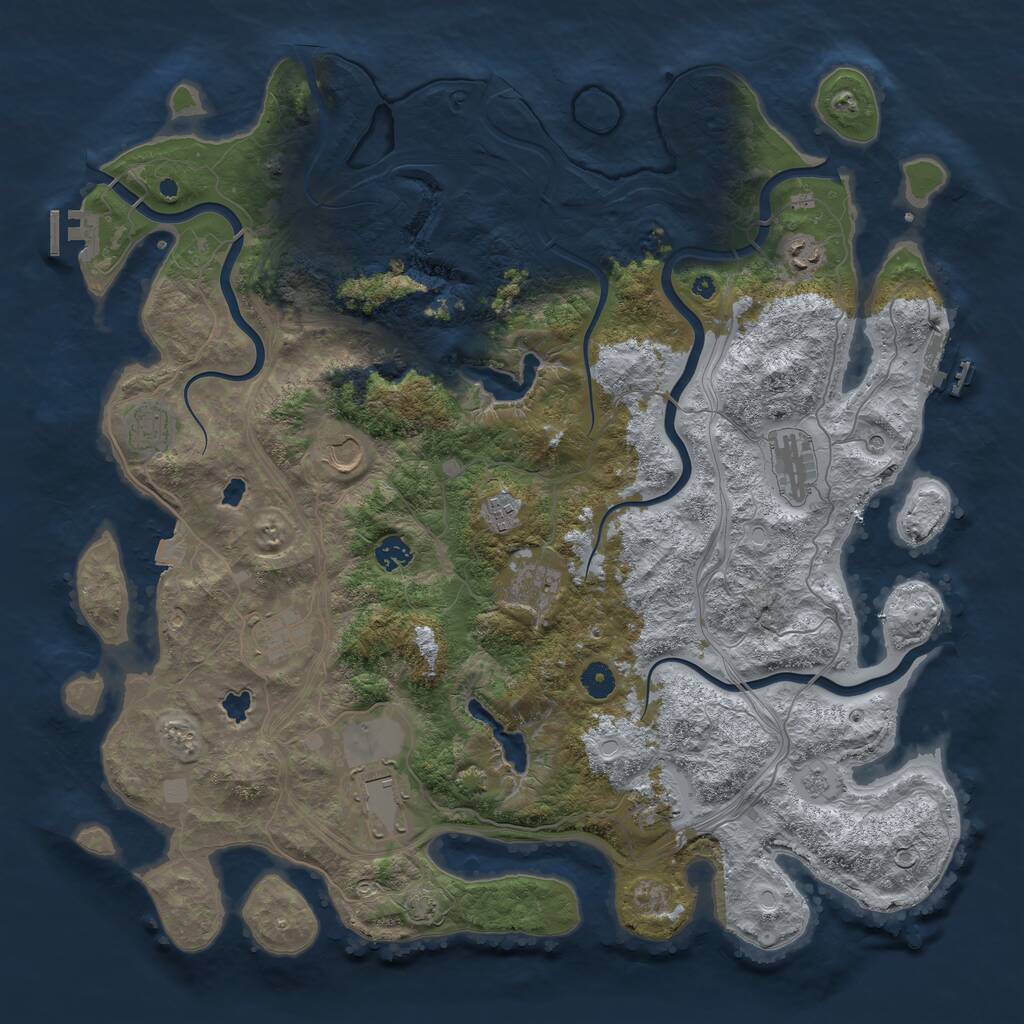Rust Map: Procedural Map, Size: 4500, Seed: 648321288, 16 Monuments