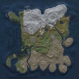 Thumbnail Rust Map: Procedural Map, Size: 3500, Seed: 1079548598, 14 Monuments