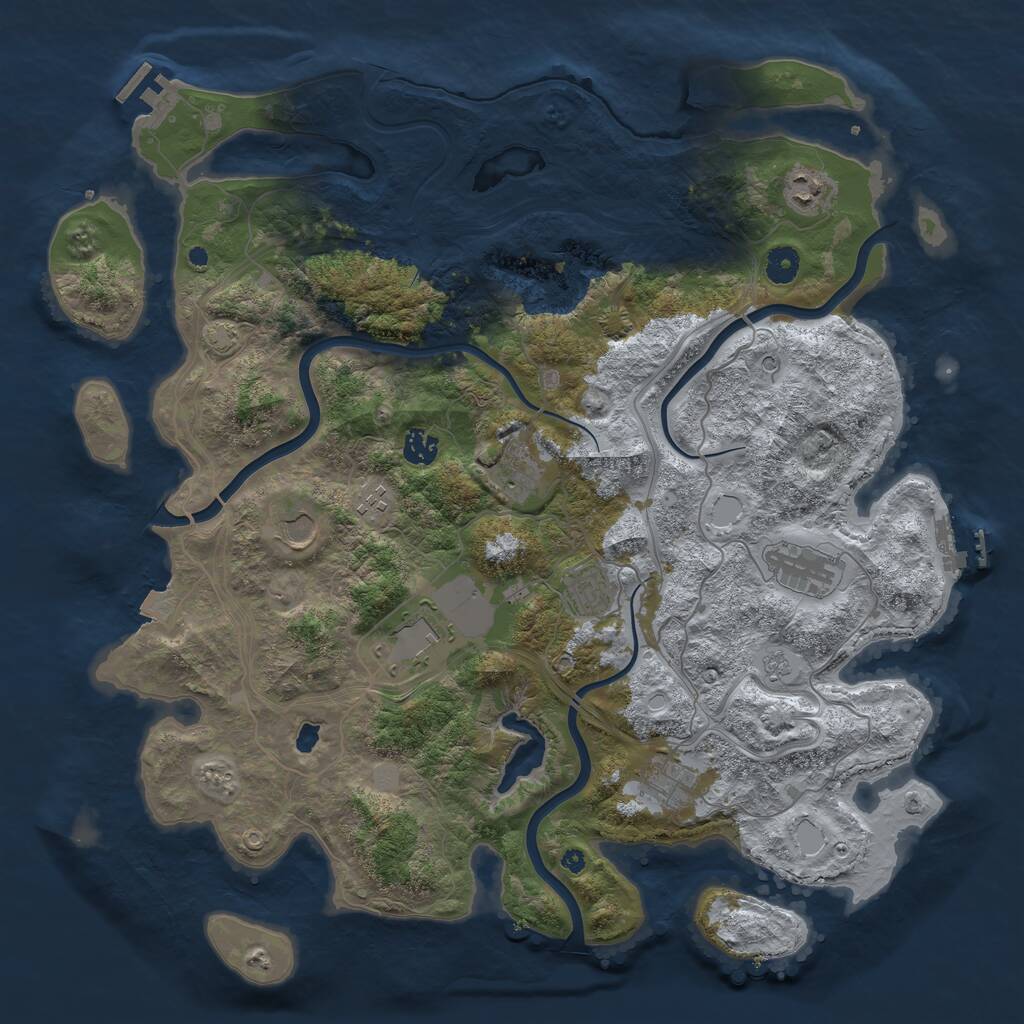 Rust Map: Procedural Map, Size: 4300, Seed: 870272, 15 Monuments