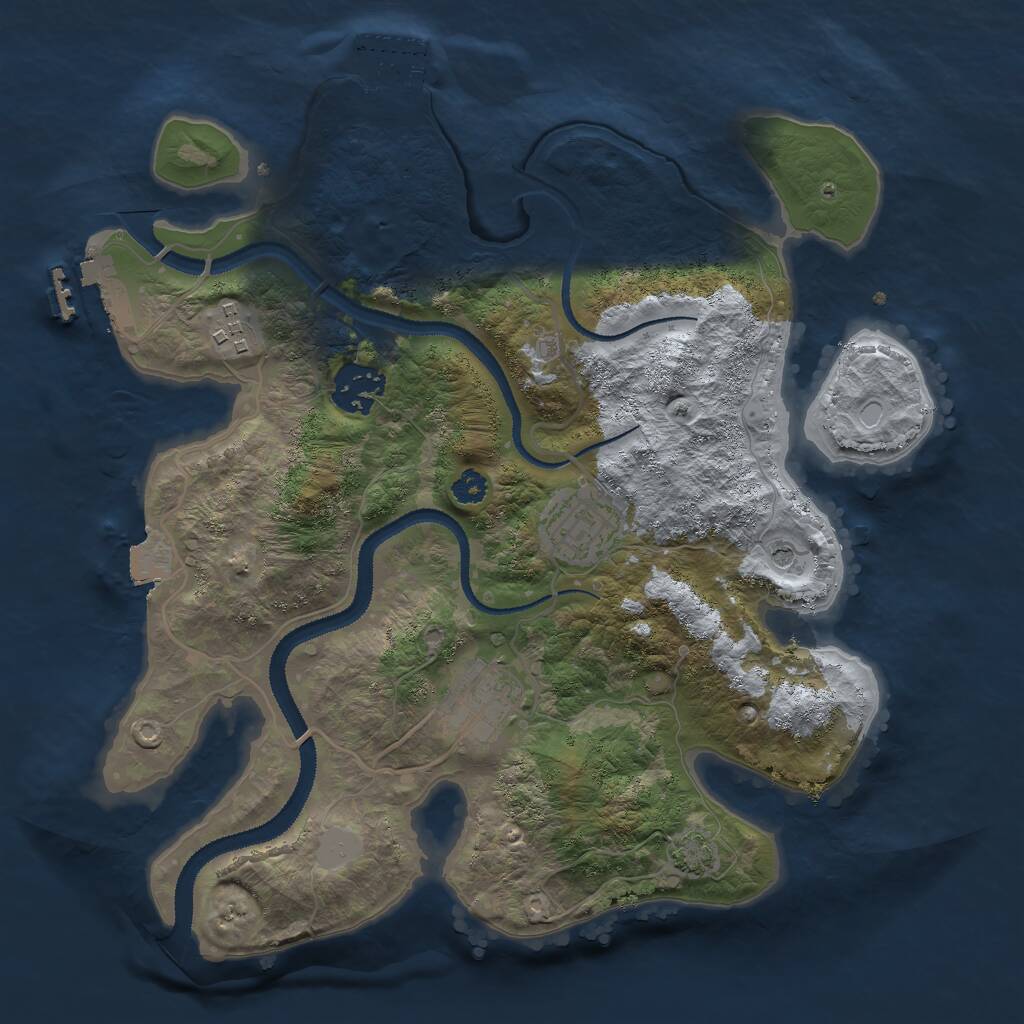 Rust Map: Procedural Map, Size: 2985, Seed: 100000, 9 Monuments