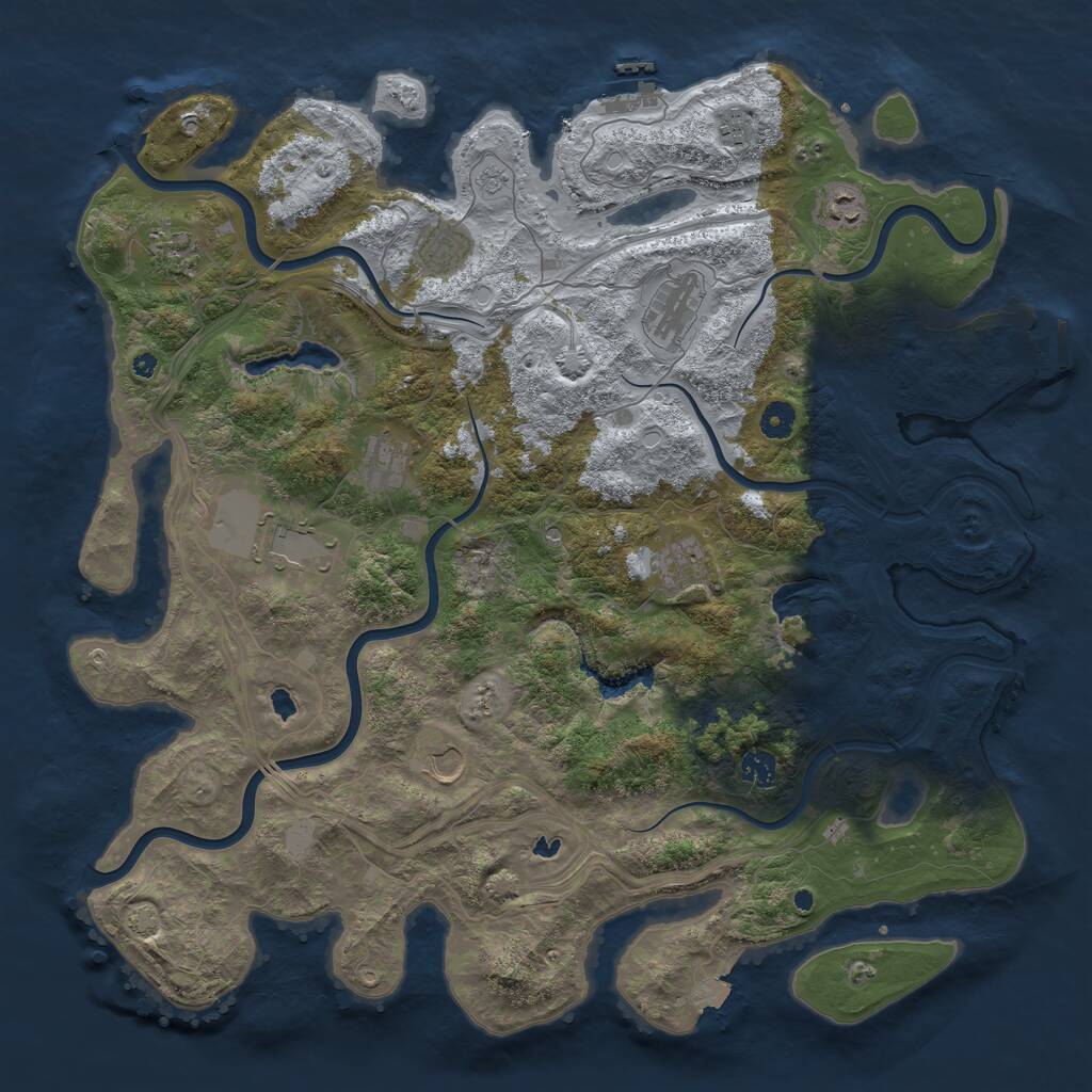 Rust Map: Procedural Map, Size: 4500, Seed: 86942, 16 Monuments