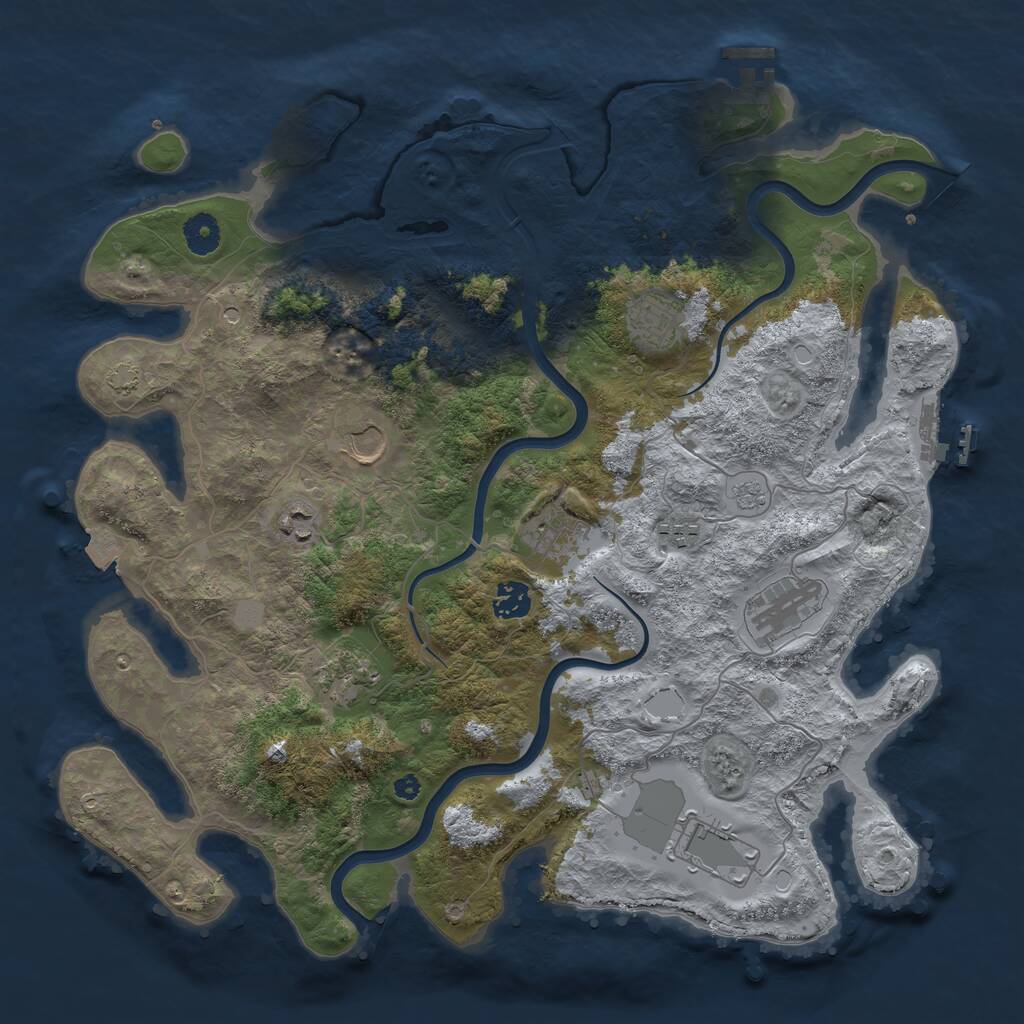 Rust Map: Procedural Map, Size: 3957, Seed: 1644486421, 15 Monuments