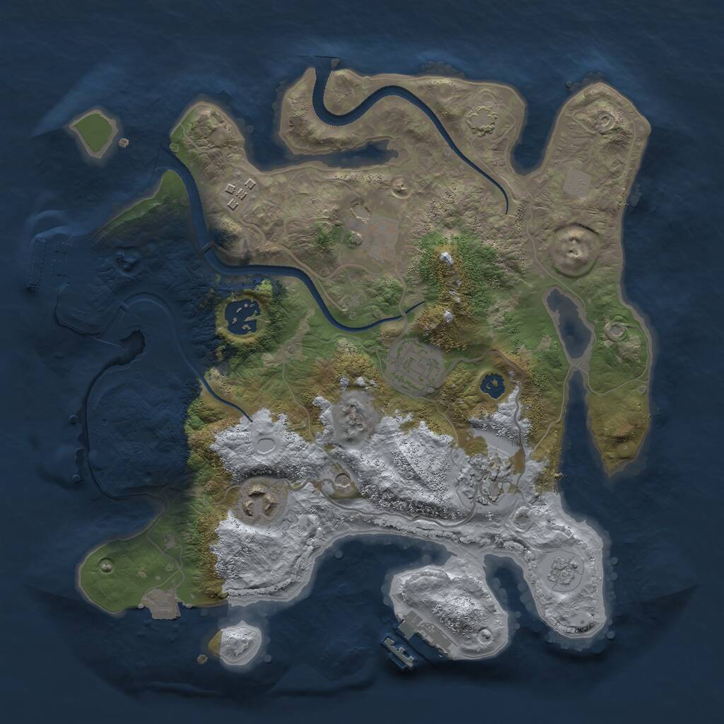 Rust Map: Procedural Map, Size: 3000, Seed: 11668, 12 Monuments