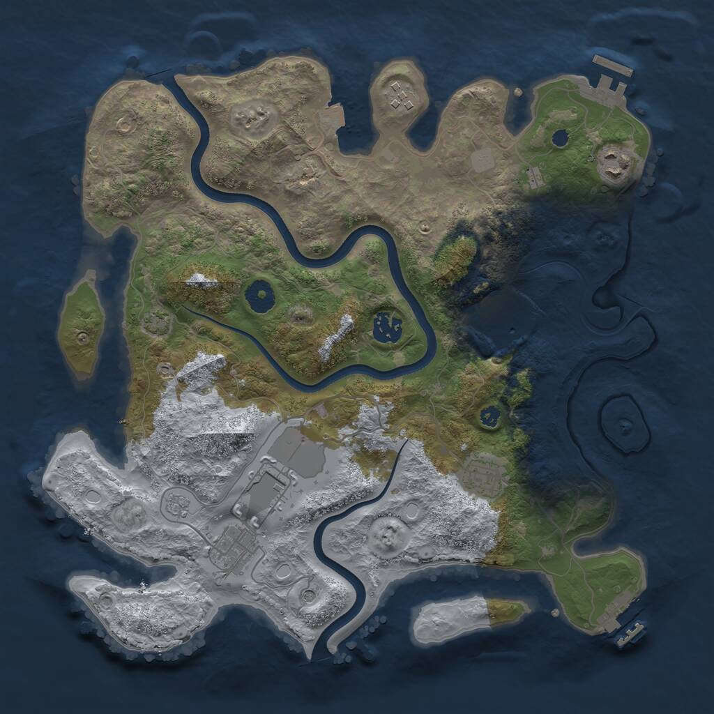 Rust Map: Procedural Map, Size: 3500, Seed: 800366307, 13 Monuments