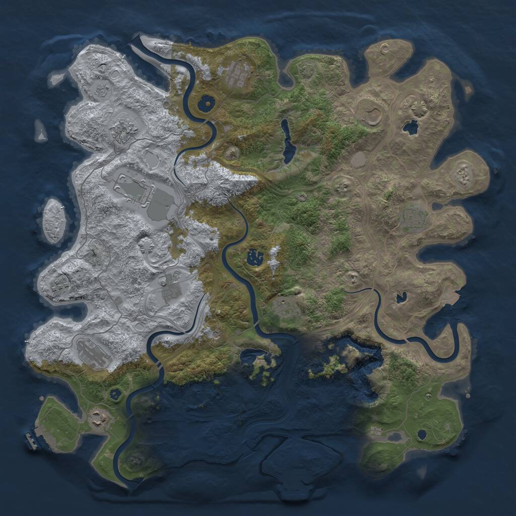 Rust Map: Procedural Map, Size: 4500, Seed: 1061401872, 17 Monuments