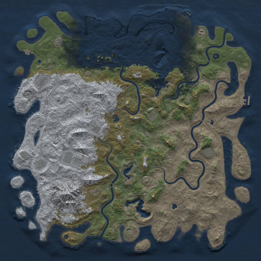 Rust Map: Procedural Map, Size: 6000, Seed: 99453538, 17 Monuments