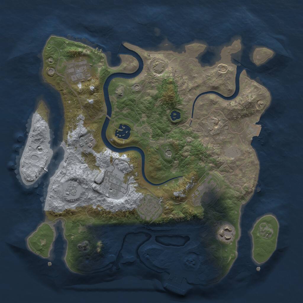 Rust Map: Procedural Map, Size: 3000, Seed: 983092, 12 Monuments