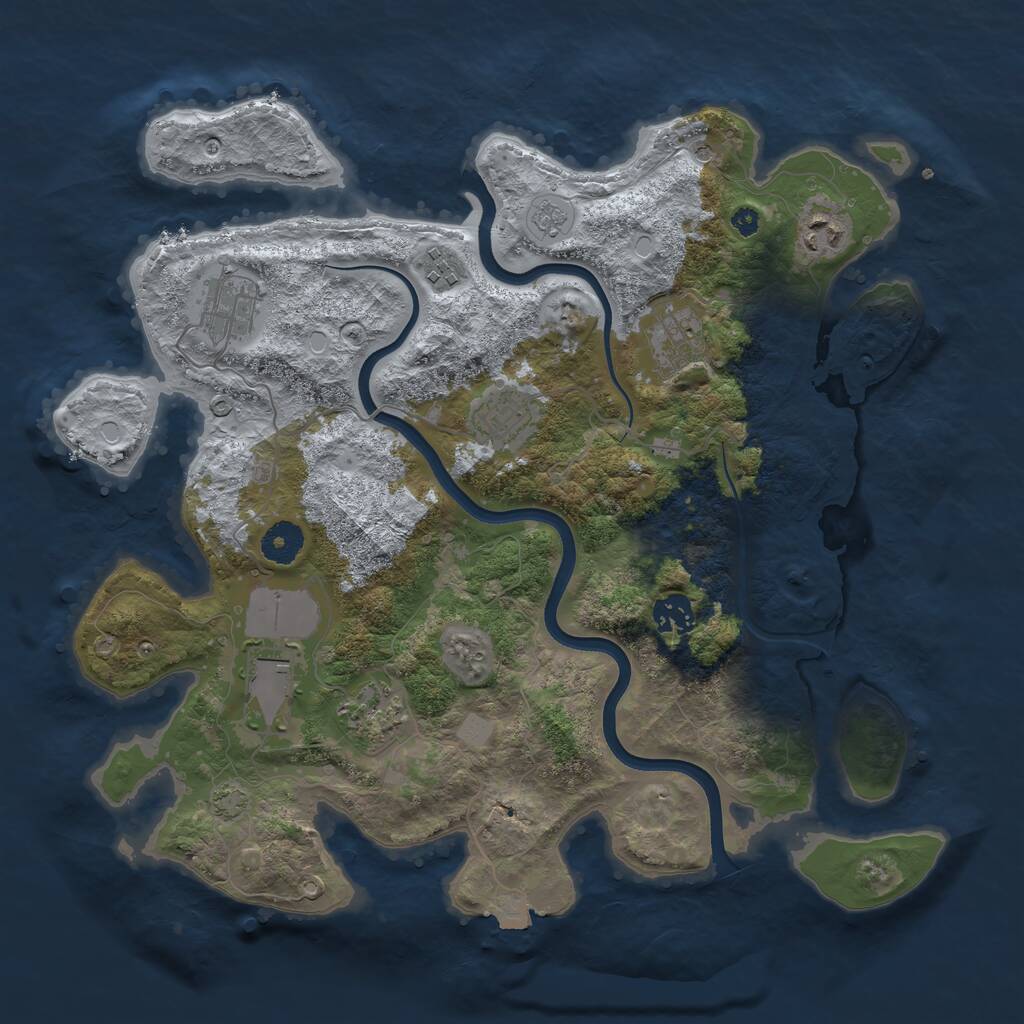 Rust Map: Procedural Map, Size: 3700, Seed: 792062360, 12 Monuments