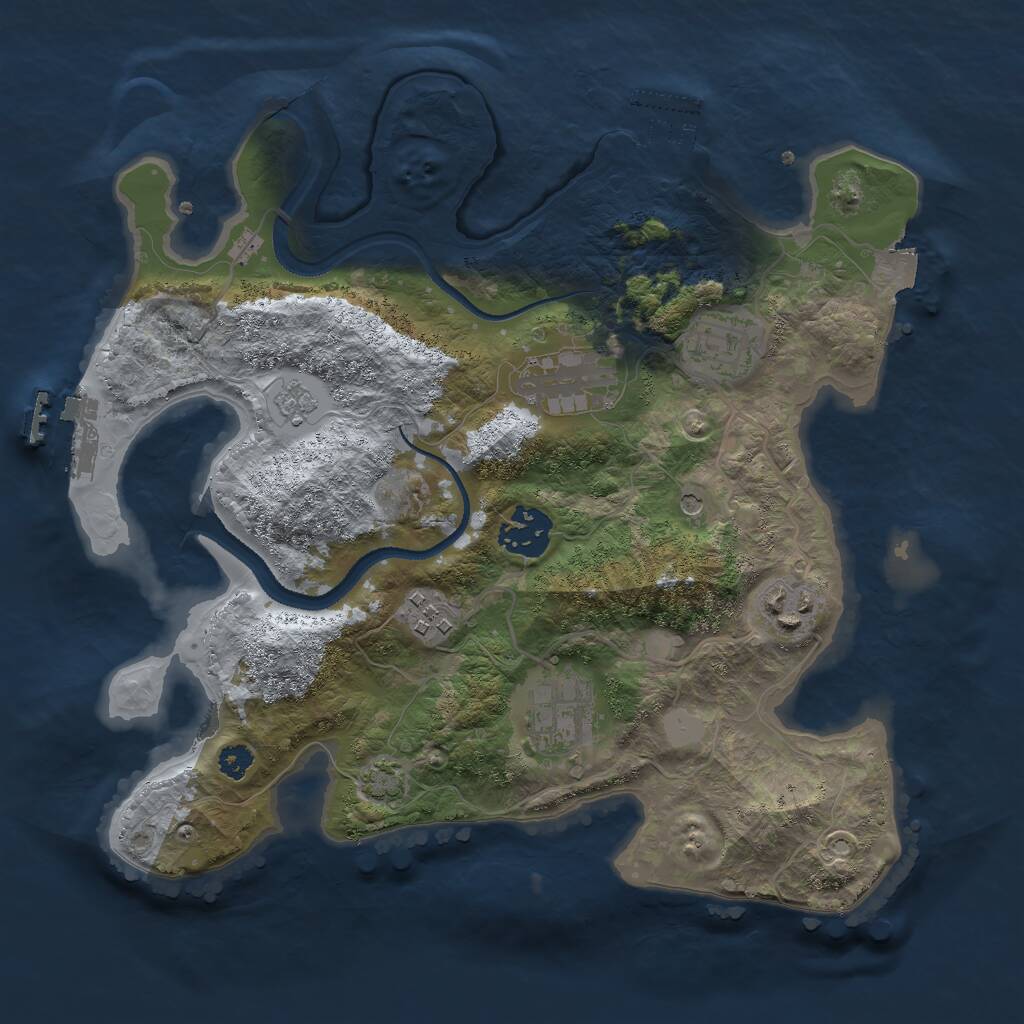 Rust Map: Procedural Map, Size: 3000, Seed: 23549, 12 Monuments