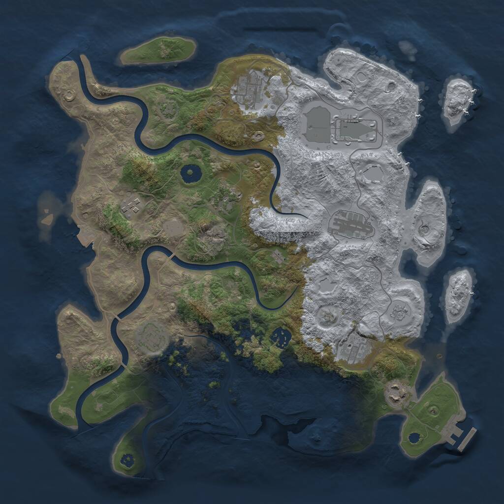 Rust Map: Procedural Map, Size: 3750, Seed: 406409215, 14 Monuments