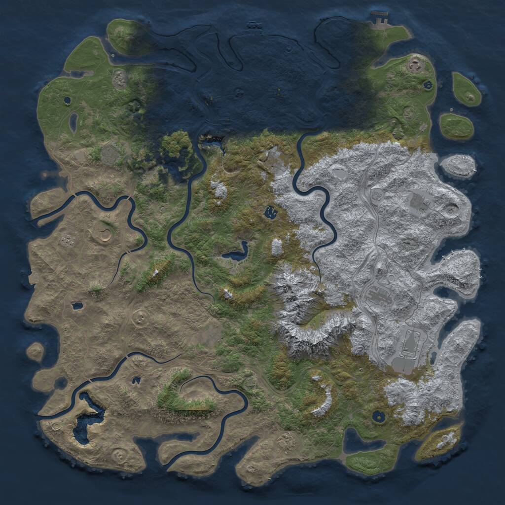Rust Map: Procedural Map, Size: 6000, Seed: 1160241059, 17 Monuments