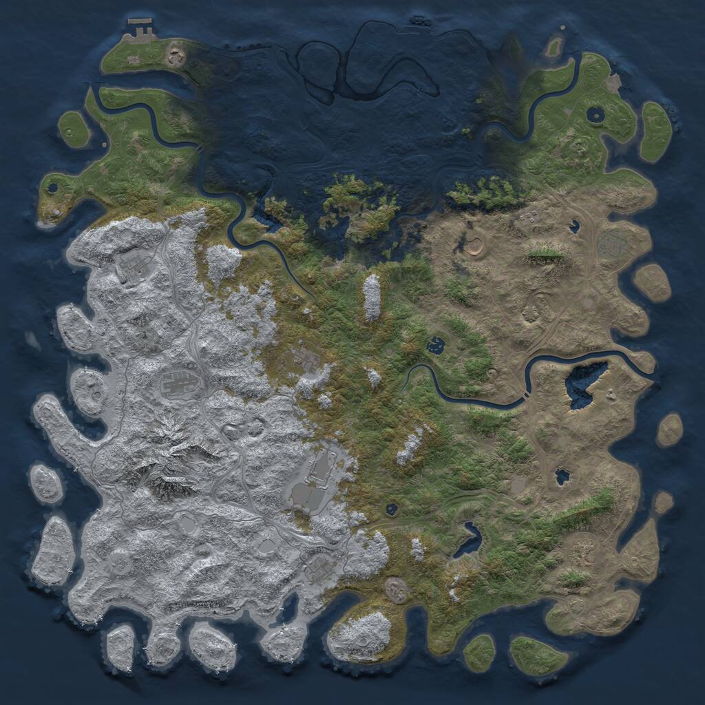 Rust Map: Procedural Map, Size: 6000, Seed: 1243763919, 17 Monuments