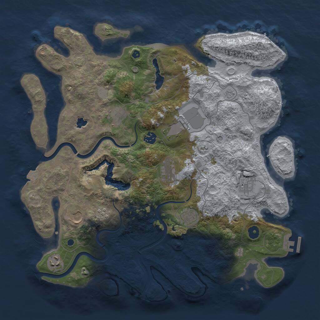 Rust Map: Procedural Map, Size: 4000, Seed: 1849001307, 14 Monuments