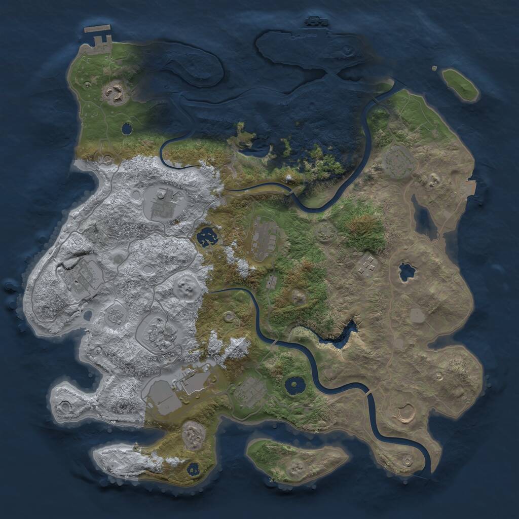 Rust Map: Procedural Map, Size: 4000, Seed: 668921876, 17 Monuments
