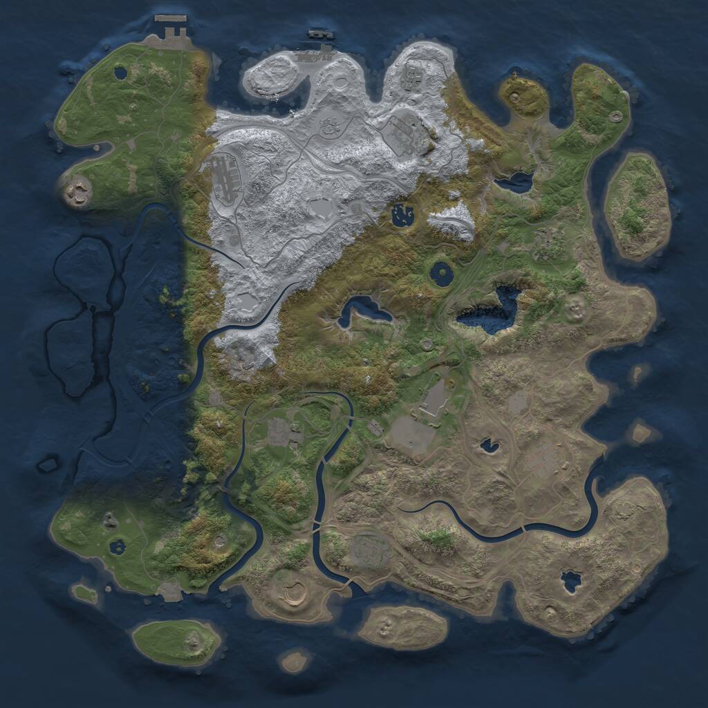Rust Map: Procedural Map, Size: 4500, Seed: 254806842, 17 Monuments