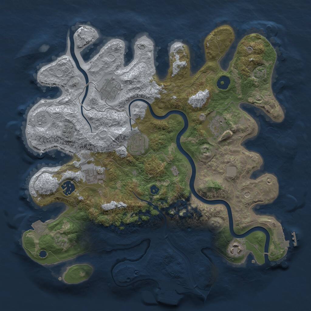 Rust Map: Procedural Map, Size: 3500, Seed: 979712514, 13 Monuments