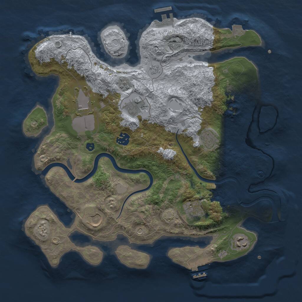 Rust Map: Procedural Map, Size: 3500, Seed: 517167396, 14 Monuments