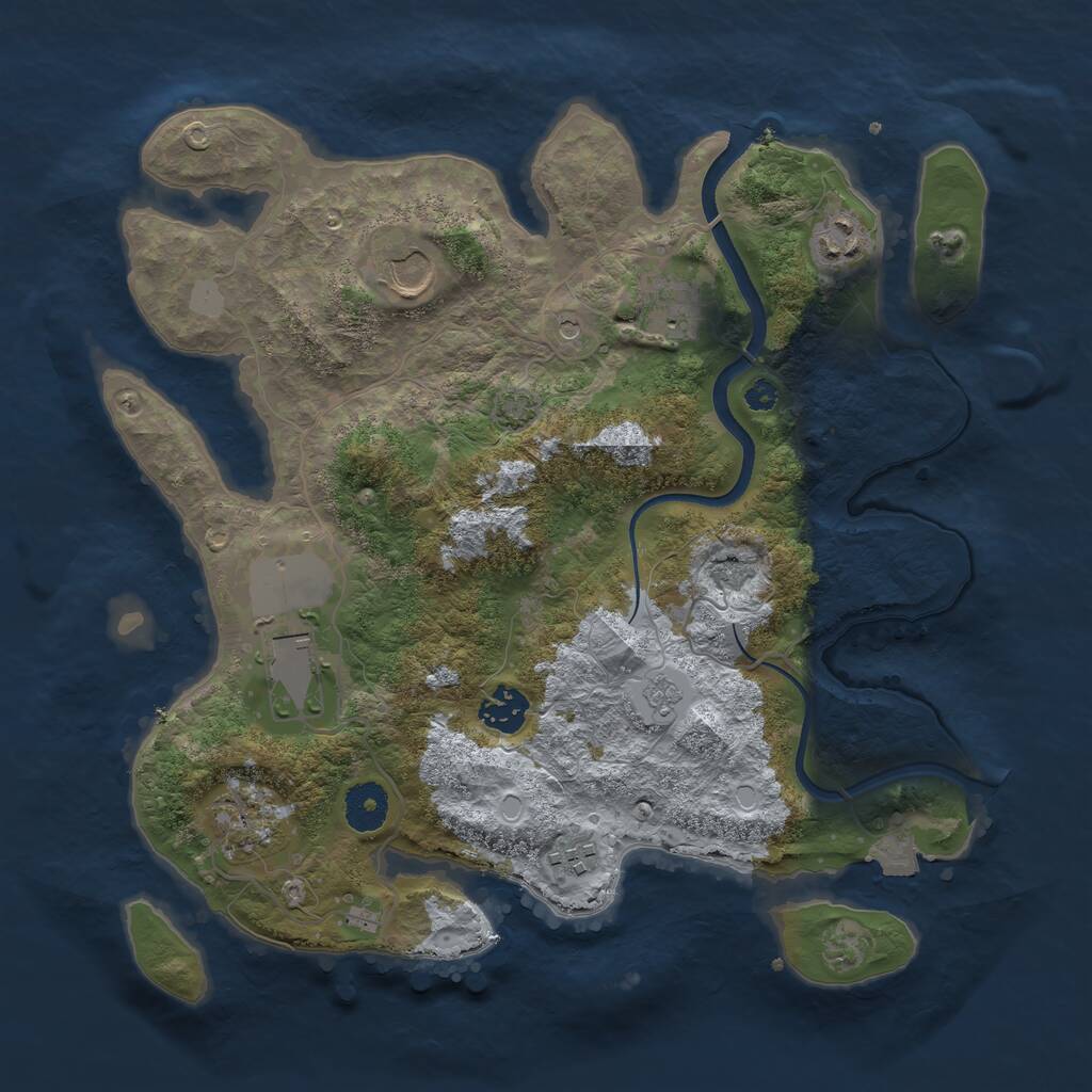 Rust Map: Procedural Map, Size: 3500, Seed: 1389653392, 11 Monuments