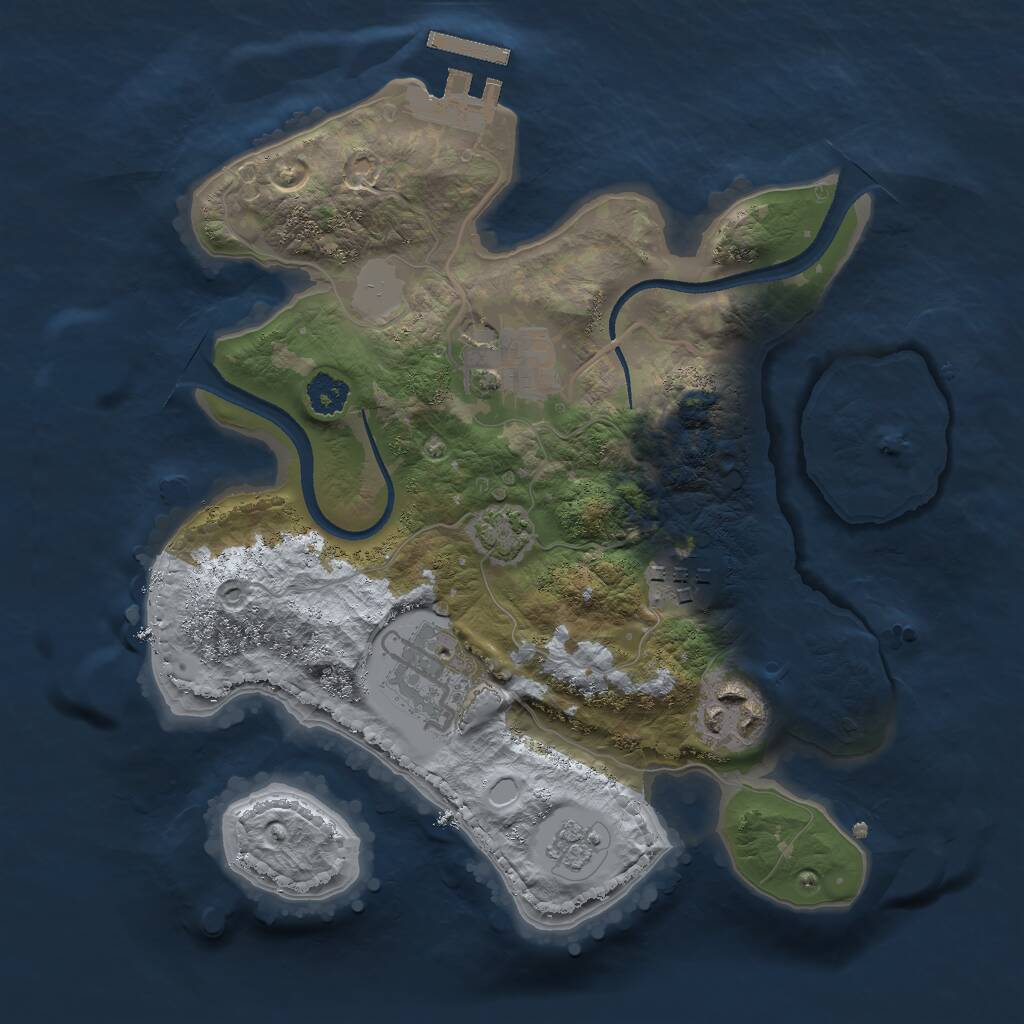 Rust Map: Procedural Map, Size: 2500, Seed: 2079856696, 8 Monuments