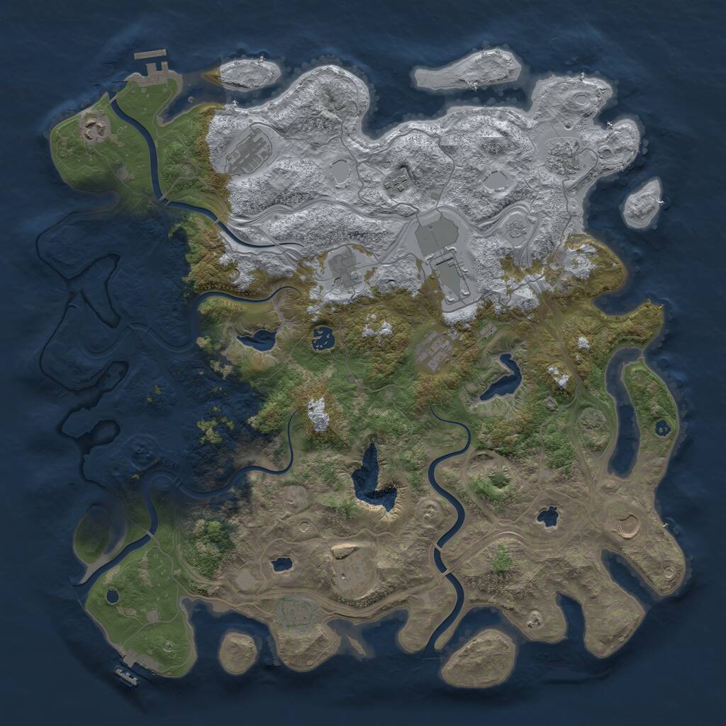 Rust Map: Procedural Map, Size: 4600, Seed: 993400701, 17 Monuments