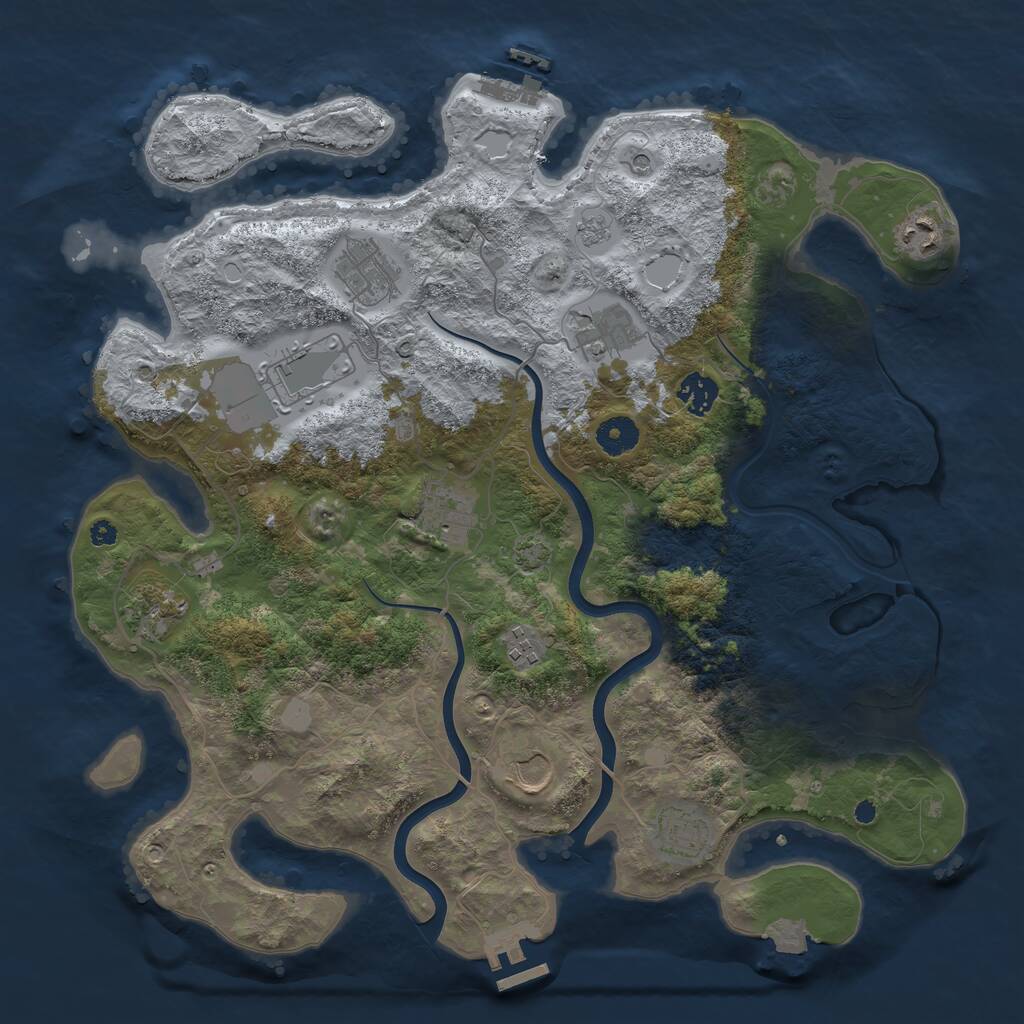 Rust Map: Procedural Map, Size: 3850, Seed: 2597845, 16 Monuments