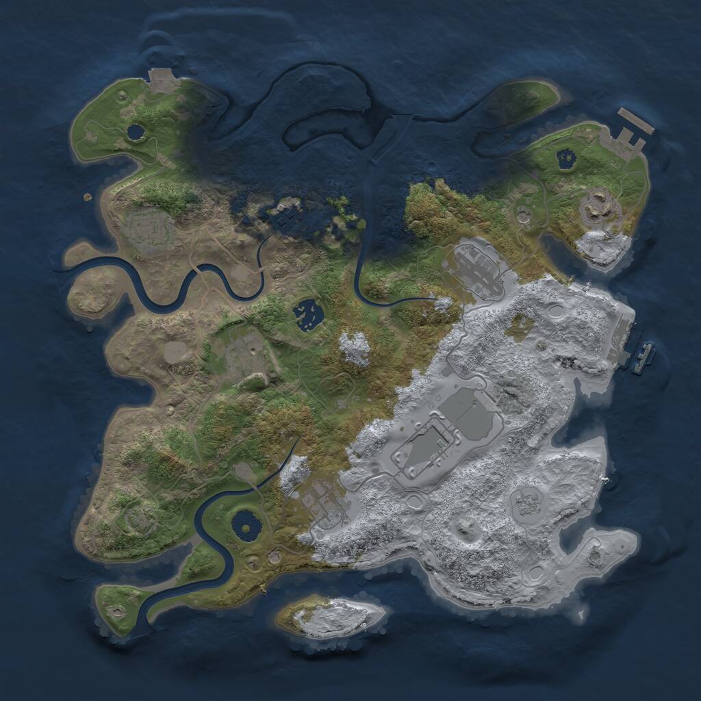 Rust Map: Procedural Map, Size: 3500, Seed: 503320817, 14 Monuments