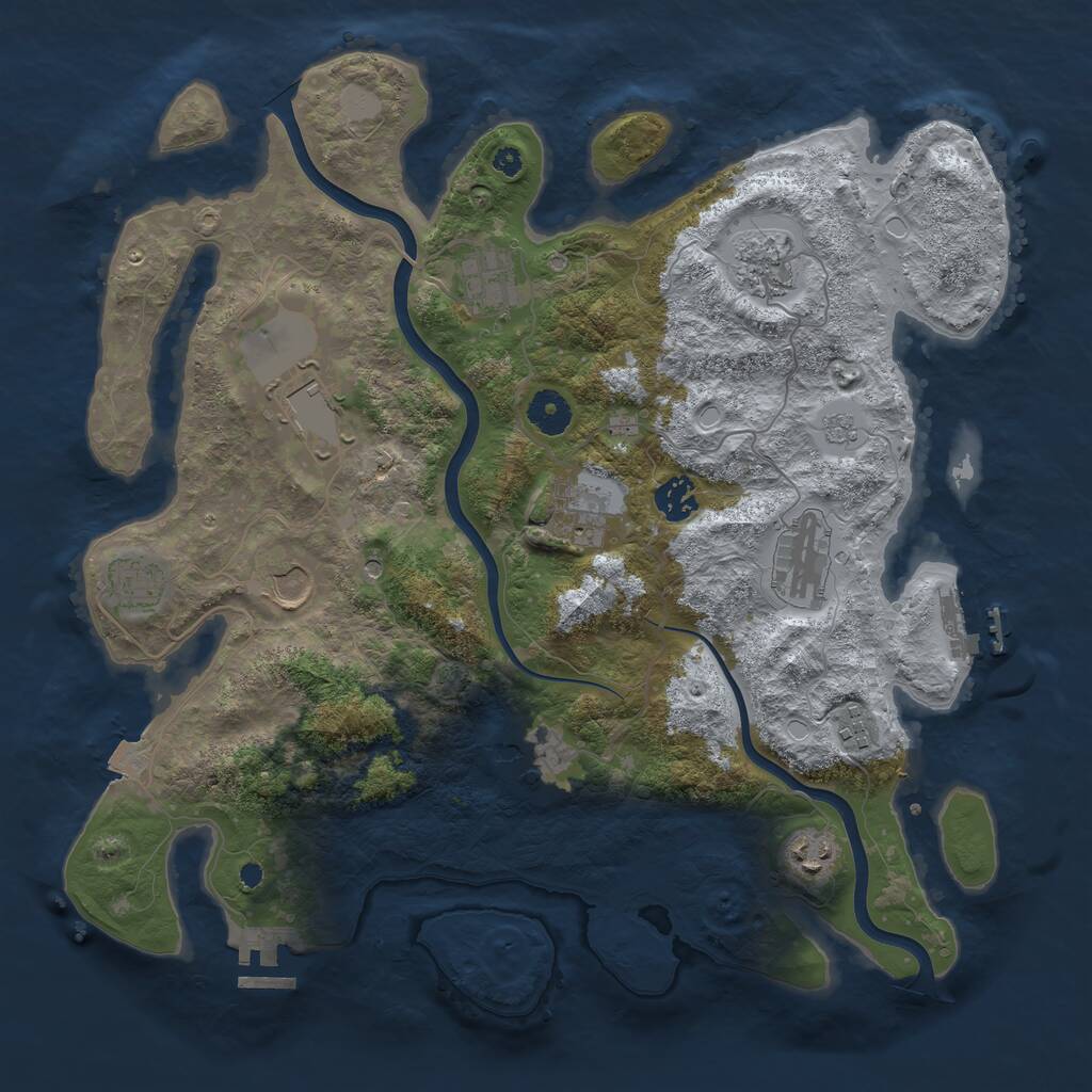 Rust Map: Procedural Map, Size: 3800, Seed: 6586212, 17 Monuments