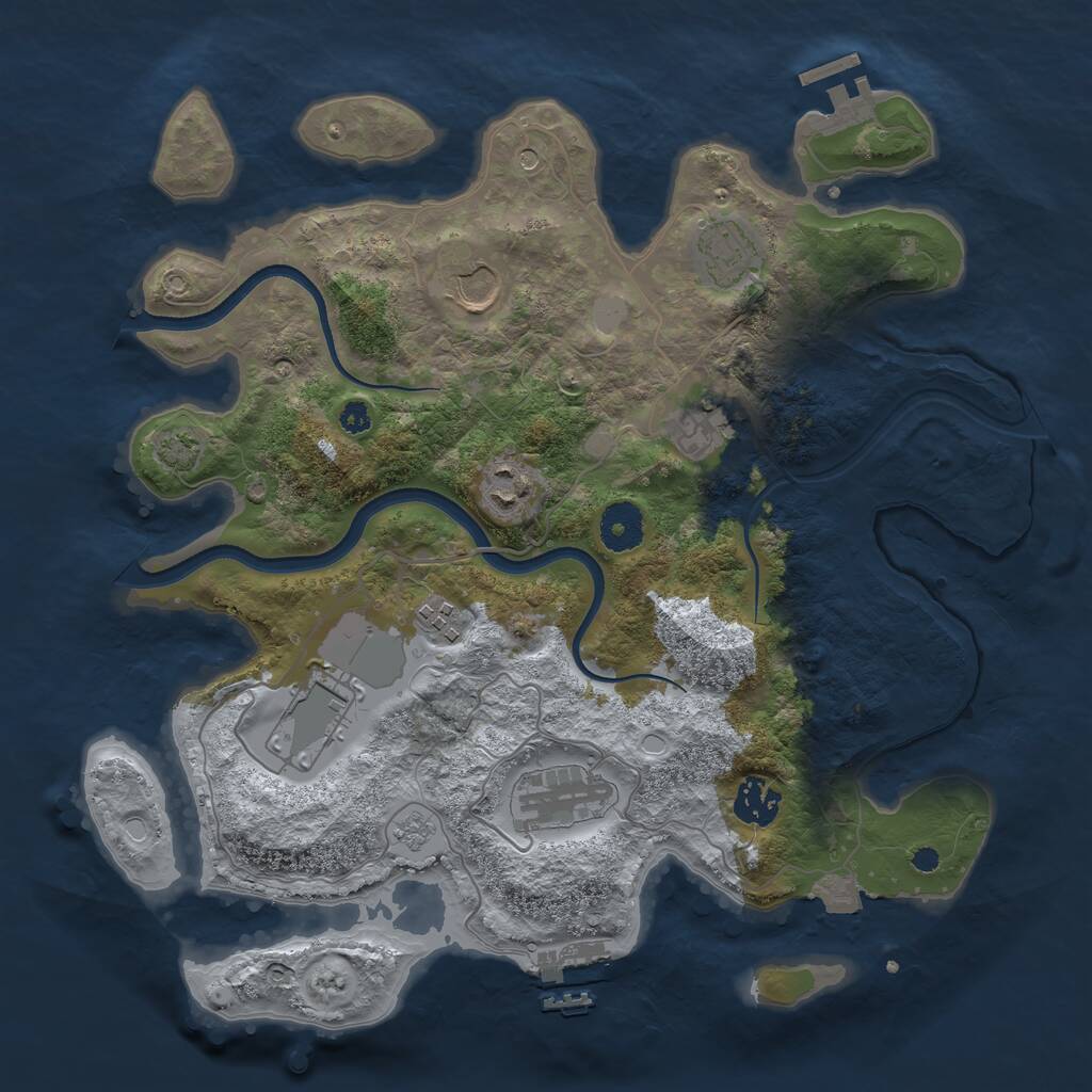 Rust Map: Procedural Map, Size: 3500, Seed: 4905, 14 Monuments