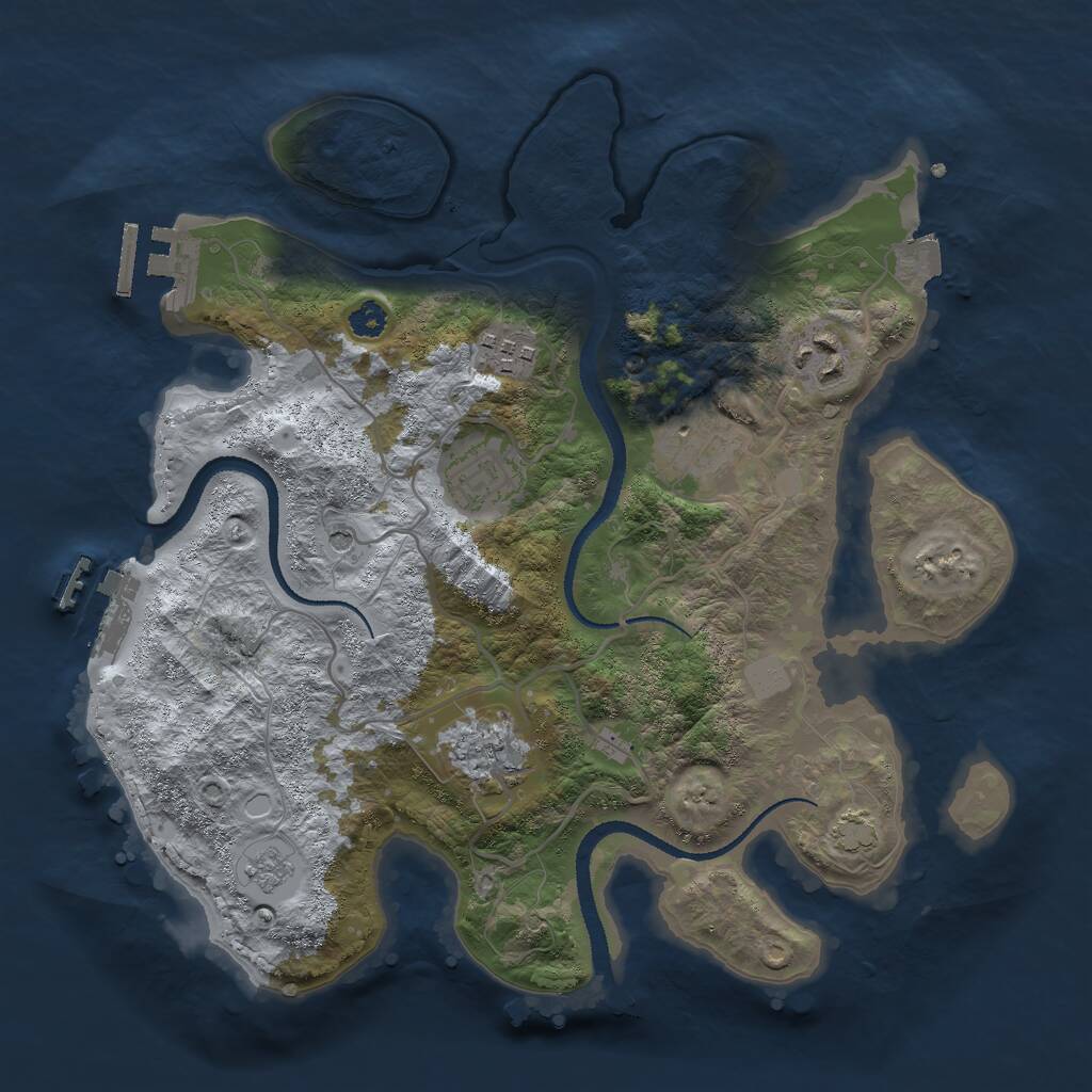Rust Map: Procedural Map, Size: 3000, Seed: 673234, 11 Monuments