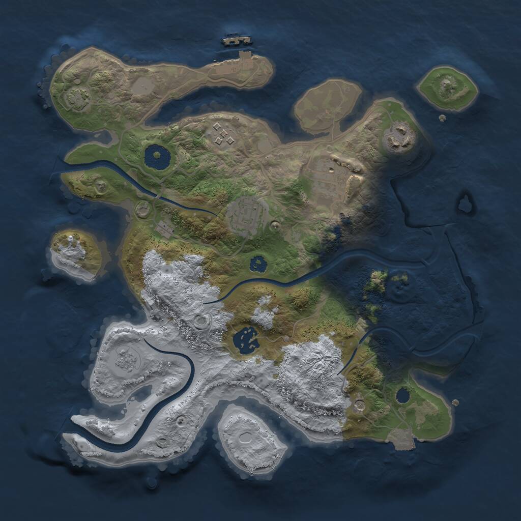 Rust Map: Procedural Map, Size: 3000, Seed: 9876543, 10 Monuments