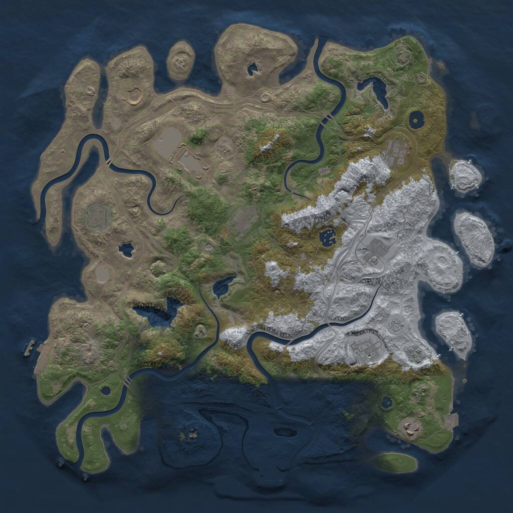 Rust Map: Procedural Map, Size: 4500, Seed: 881738352, 16 Monuments
