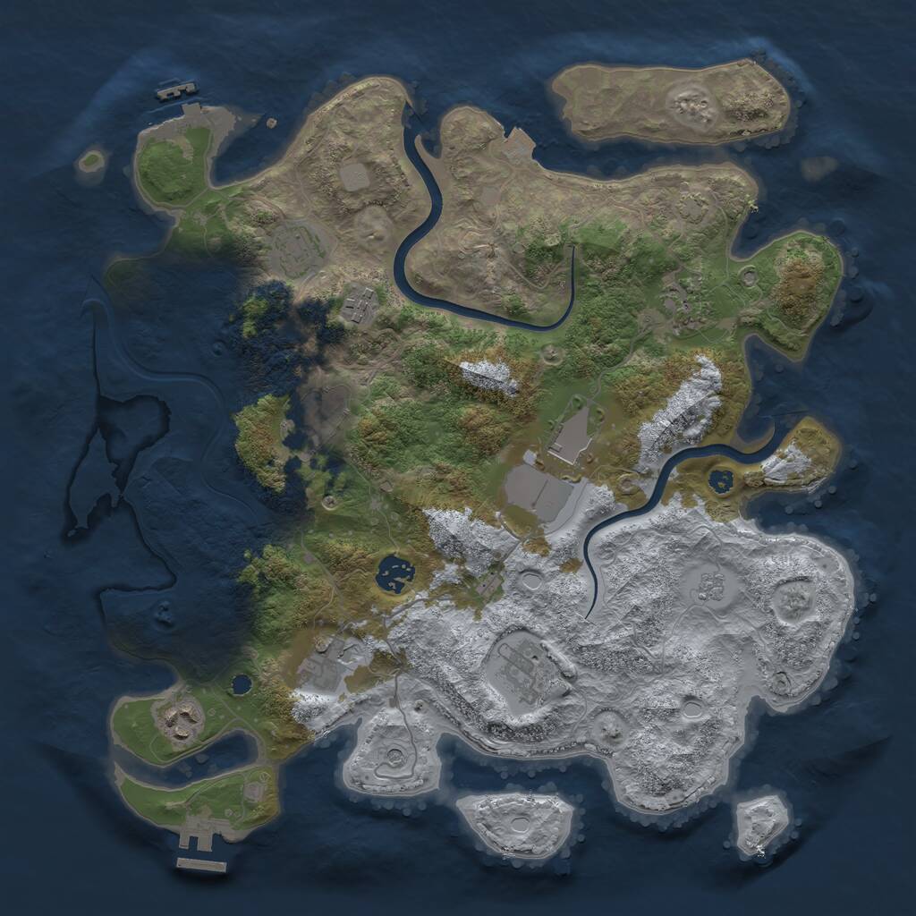 Rust Map: Procedural Map, Size: 3750, Seed: 1333803898, 15 Monuments