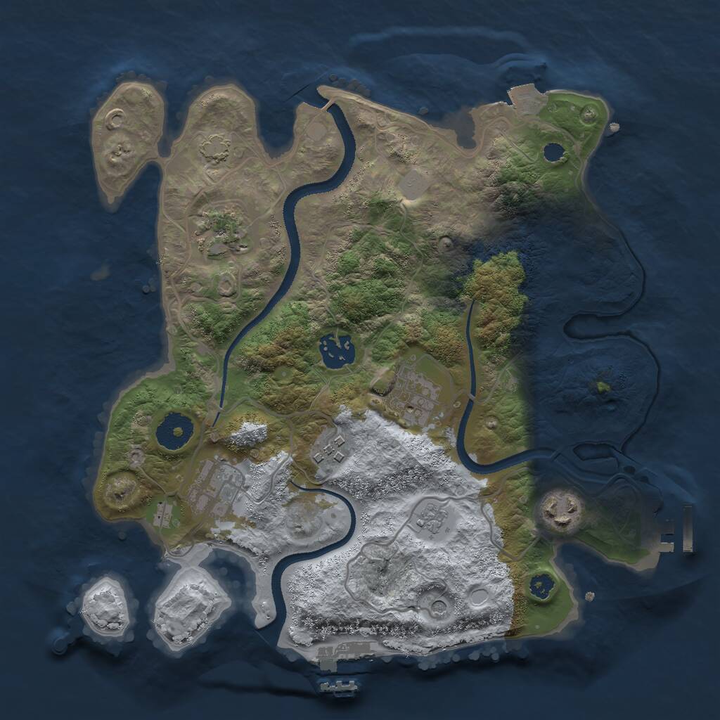 Rust Map: Procedural Map, Size: 3000, Seed: 298386153, 12 Monuments