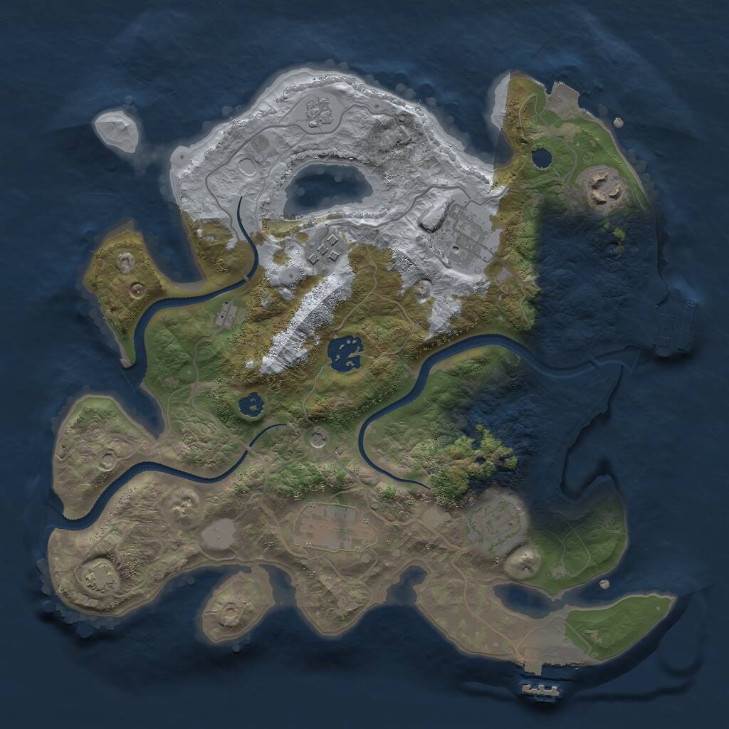 Rust Map: Procedural Map, Size: 3000, Seed: 736764396, 12 Monuments