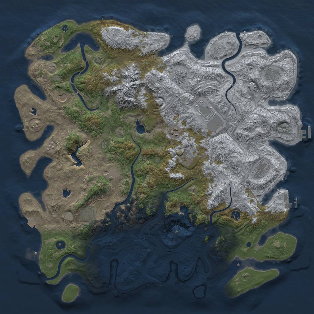 Rust Map: Procedural Map, Size: 5000, Seed: 1708547945, 17 Monuments