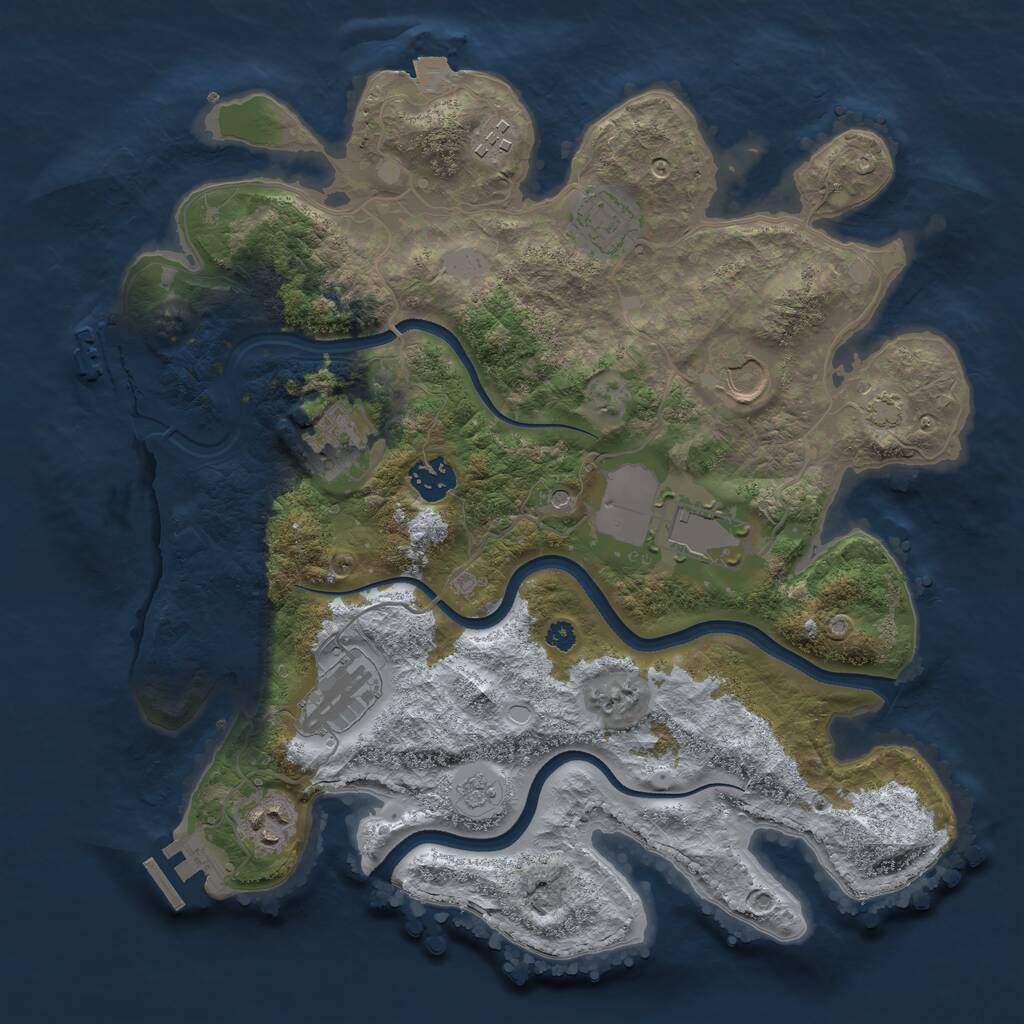 Rust Map: Procedural Map, Size: 3500, Seed: 1532321219, 14 Monuments