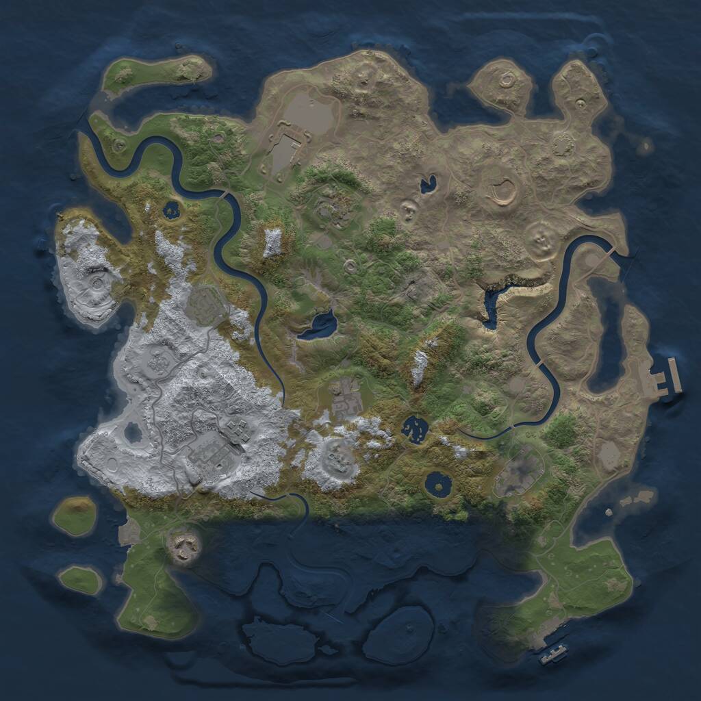 Rust Map: Procedural Map, Size: 4000, Seed: 1706191030, 16 Monuments