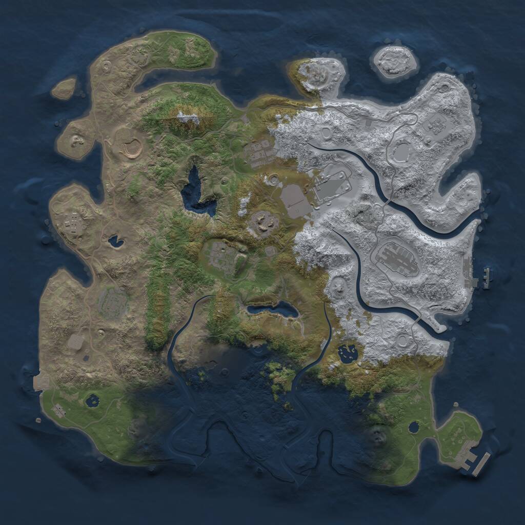 Rust Map: Procedural Map, Size: 4000, Seed: 3593641, 16 Monuments