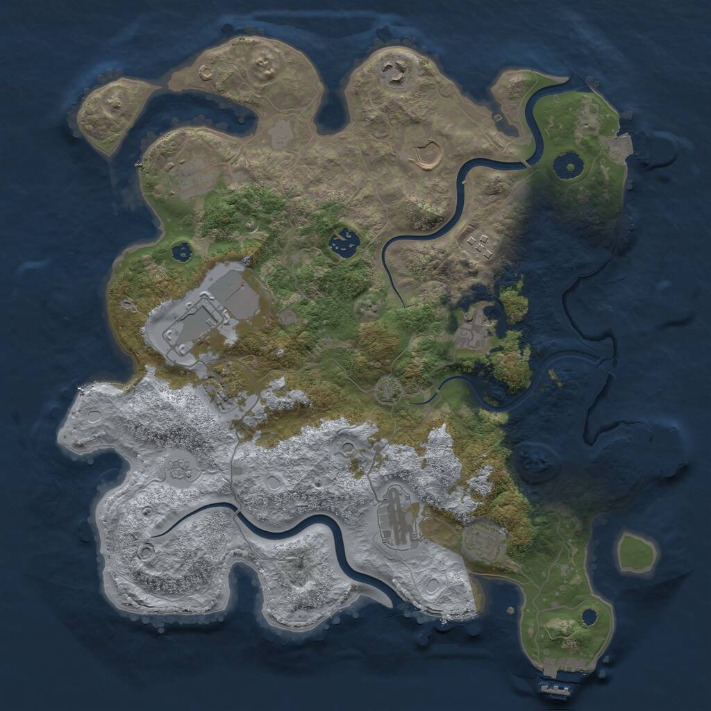 Rust Map: Procedural Map, Size: 3750, Seed: 1026292571, 16 Monuments