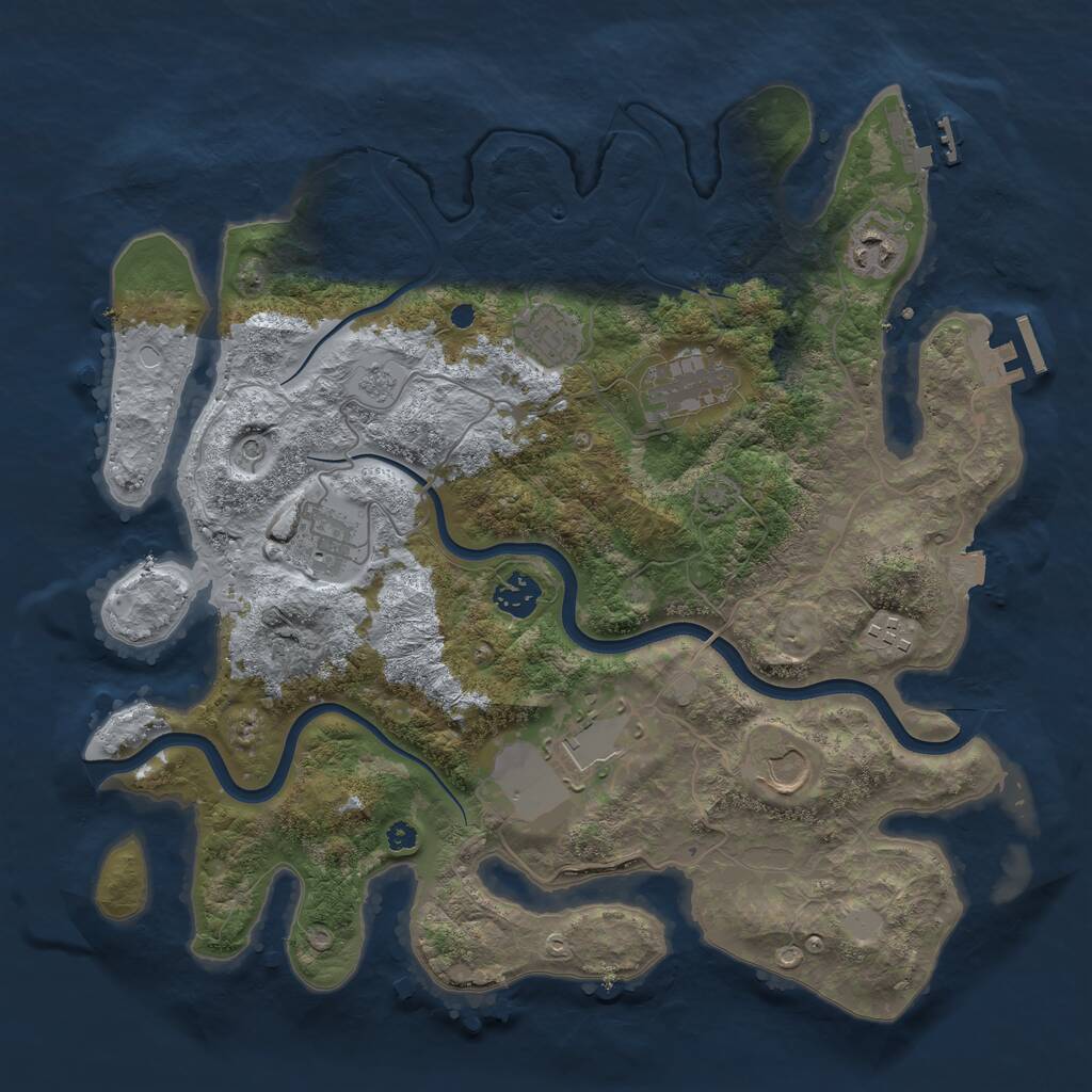 Rust Map: Procedural Map, Size: 3700, Seed: 254209379, 14 Monuments