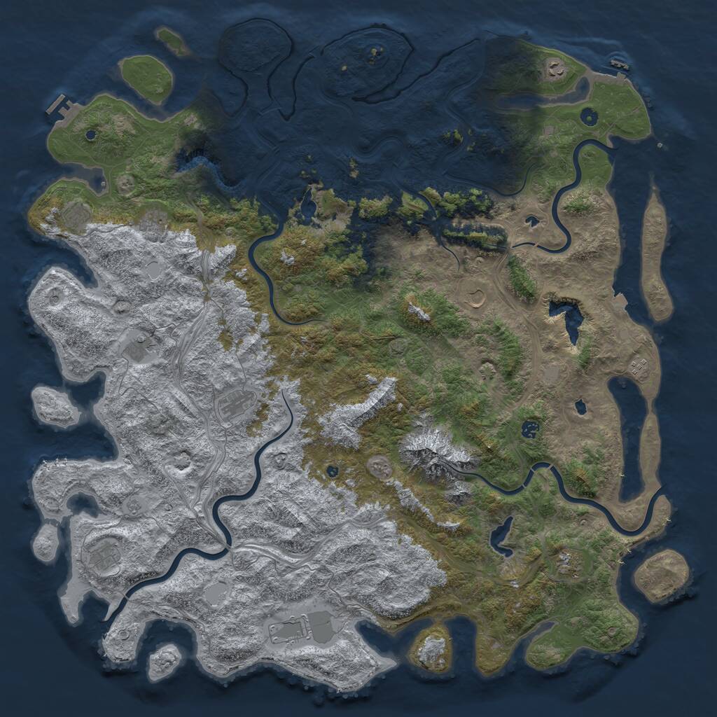 Rust Map: Procedural Map, Size: 6000, Seed: 8122025, 17 Monuments