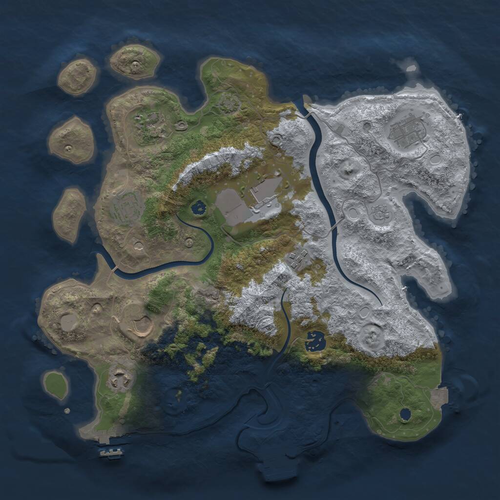 Rust Map: Procedural Map, Size: 3500, Seed: 826559076, 14 Monuments