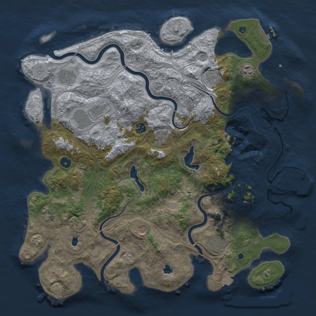 Rust Map: Procedural Map, Size: 4500, Seed: 193473310, 16 Monuments
