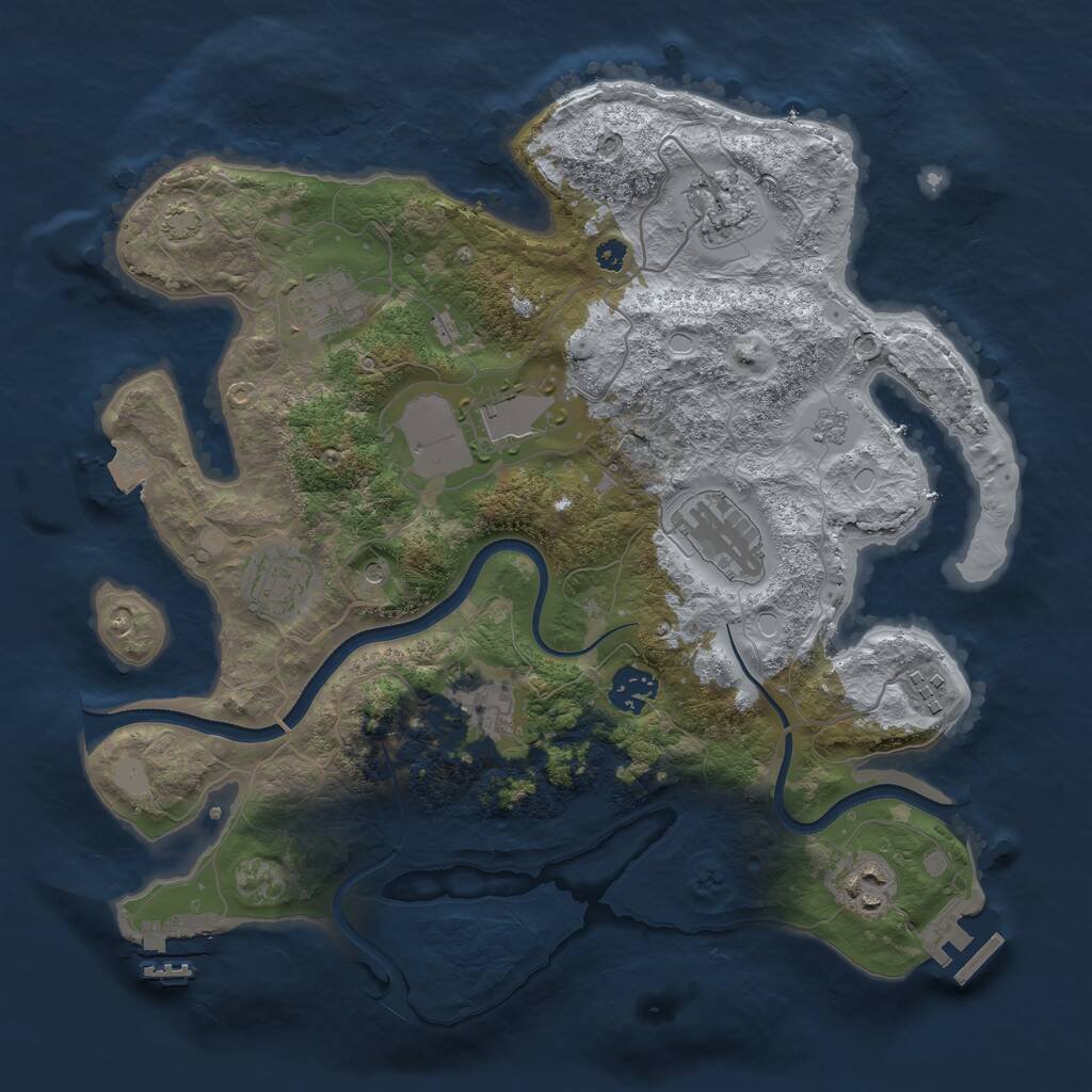 Rust Map: Procedural Map, Size: 3500, Seed: 468584161, 15 Monuments
