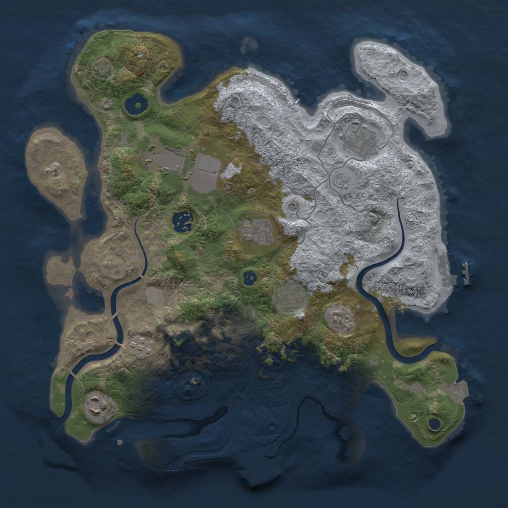 Rust Map: Procedural Map, Size: 3500, Seed: 1648716174, 13 Monuments