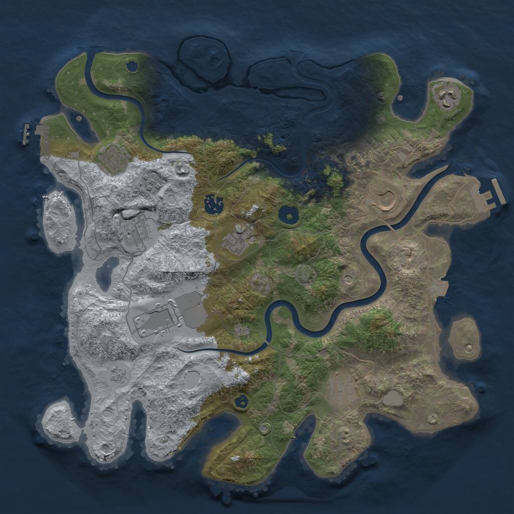Rust Map: Procedural Map, Size: 3800, Seed: 2031272681, 15 Monuments