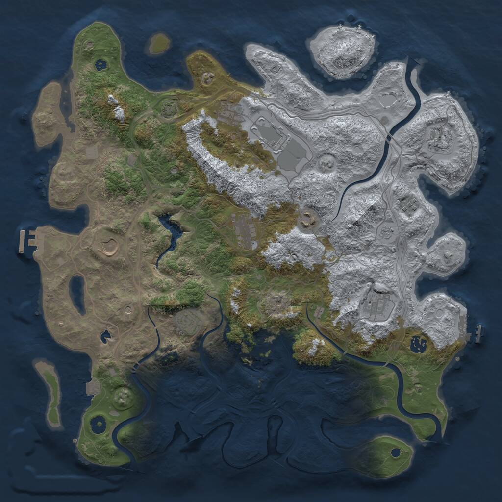 Rust Map: Procedural Map, Size: 4400, Seed: 40483340, 16 Monuments