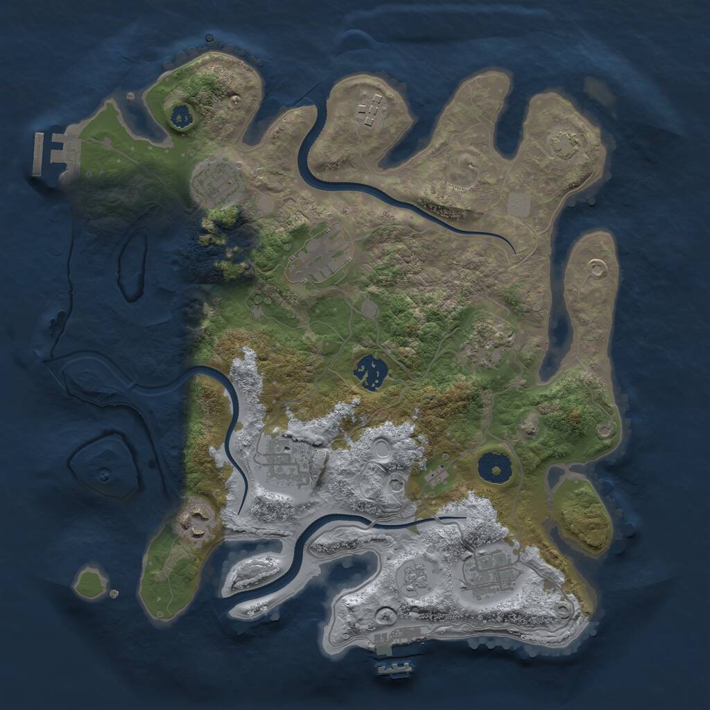 Rust Map: Procedural Map, Size: 3250, Seed: 1997997386, 14 Monuments