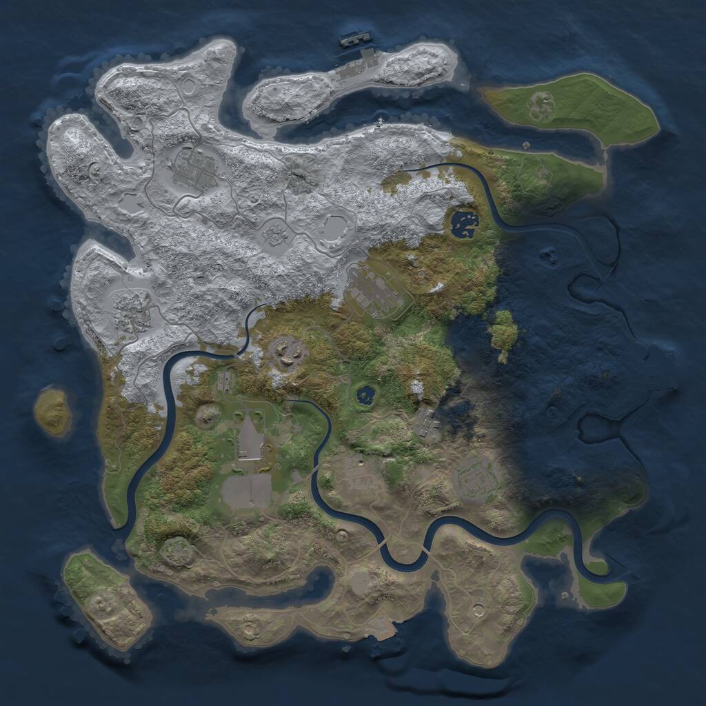 Rust Map: Procedural Map, Size: 3750, Seed: 304745474, 15 Monuments