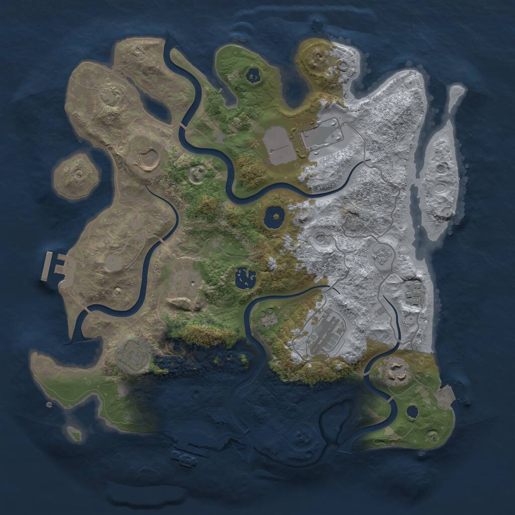 Rust Map: Procedural Map, Size: 3500, Seed: 986626345, 14 Monuments